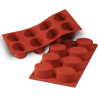 Stampo Big Ovals SF055 da Silikomart o stampo in silicone 8 monoporzioni Ovali grandi 7,5 x 5,5 h 3,5 cm