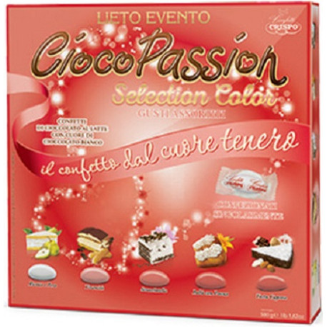 Astuccio Confetti Ciocopassion Lieto Evento Selection Color Rossi gisti assortiti 500 g Crispo