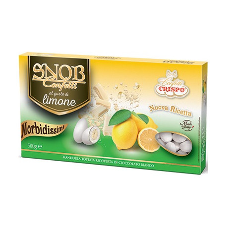 Confetti Snob al Limone i Cioco-mandorla bianchi di Crispo in confezione da 500 g Confetti Snob al Limone i Cioco-mandorla bianchi di Crispo in confezione da 500 g