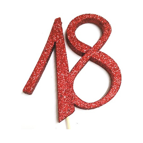Decorazione in Polistirolo 18 glitterato rosso 14x14cm Decorazione in Polistirolo 18 glitterato rosso 14x14cm