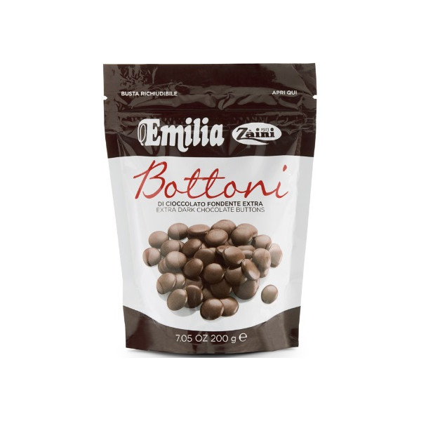 Bottoni di Cioccolato Emilia extra fondente al 50 % in busta da 200 g da Zaini