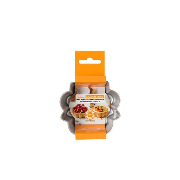 Formina Crostata Tonda con Fondo Mobile 8 cm h 3 cm in metallo antiaderente di alta qualità da Decora