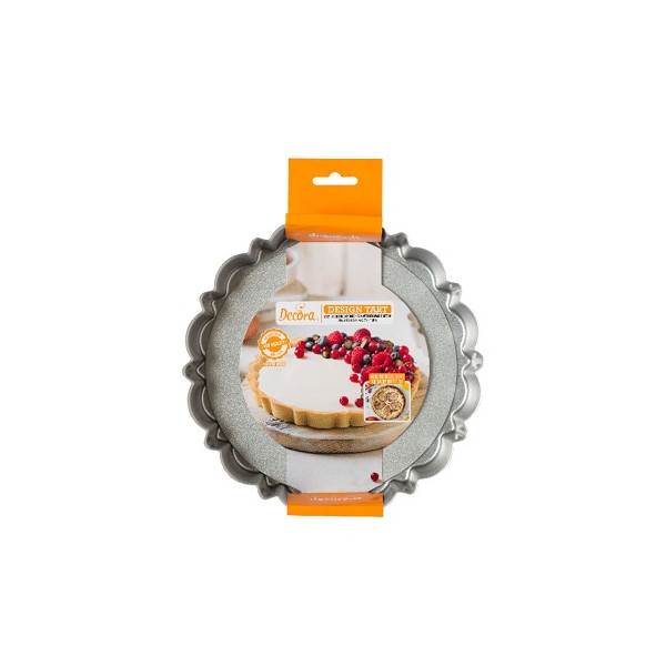 Design Tart Decora ø20xh3 cm: forma per crostata tonda con fondo mobile in metallo antiaderente di alta qualità