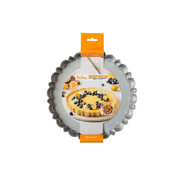 Design Tart Decora ø25xh3 cm: forma per crostata tonda con fondo mobile in metallo antiaderente di alta qualità