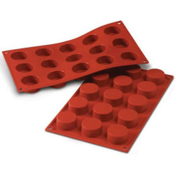 Stampo Petits Fours o Piccoli Dischetti da Quattro SF027 Silikomart: 15 piccoli dolcetti tondi da 4 cm h 2 cm