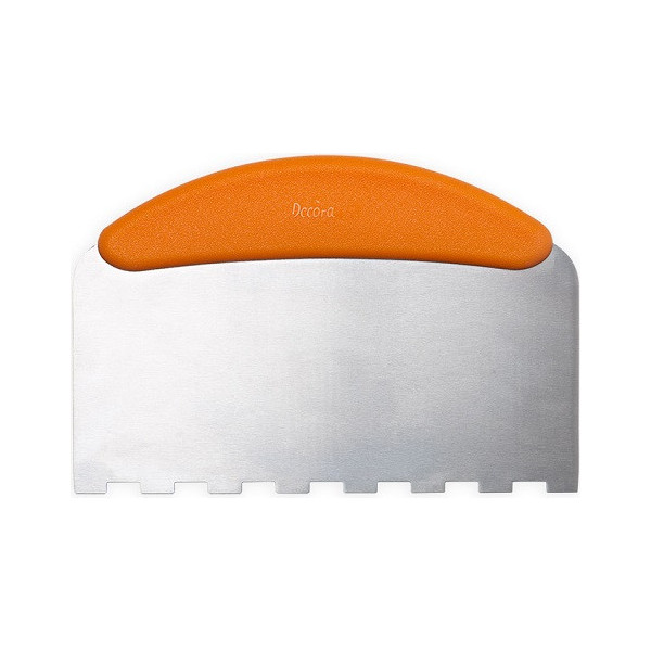 Spatola Dentellata per decori in acciaio inox larga 22,5 cm con manico ergonomico antiscivolo in plastica da Decora