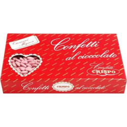 Confetti Cuoricini Mignon Rosa 1Kg: piccoli cuori di cioccolato fondente, confettati color rosa da Crispo