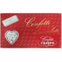 Confetti Cuoricini Mignon Bianchi 1Kg: piccoli cuori di cioccolato fondente, confettati bianchi da Crispo