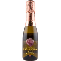 Bottega Petalo dell'amore Vino Spumate Moscato dolce in bottiglia con rosa da 20 cl