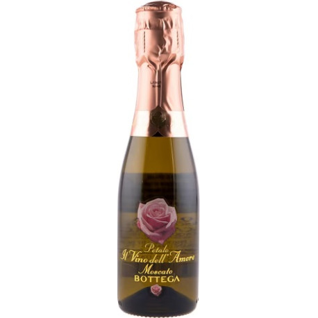 Bottega Petalo dell'amore Vino Spumate Moscato dolce in bottiglia con rosa da 20 cl