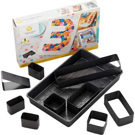 Set teglia componibile lettere e numeri in acciaio Antiaderente 38 x 23 x 5 cm da Wilton Set teglia componibile lettere e numeri in acciaio Antiaderente 38 x 23 x 5 cm da Wilton