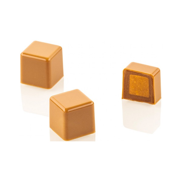 Kit Cubo 01 per 24 cioccolatini  ripieni: CH029 stampo Tritan forma cubo + stampo silicone per inserti da Silikomart
