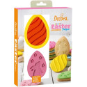 Set Uova Pasqua Decorate 3D: tagliapasta in plastica per gallette e stampo termoformato per placchette di cioccolato da Decora