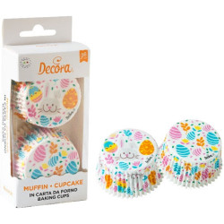 36 Pirottini muffin in carta decoro uova e coniglio di pasqua diametro 5 cm altezza 3,2 cm da Decora