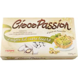 Confetti Ciocopassion Pistacchio, bianchi, in scatola da 1 Kg di Crispo