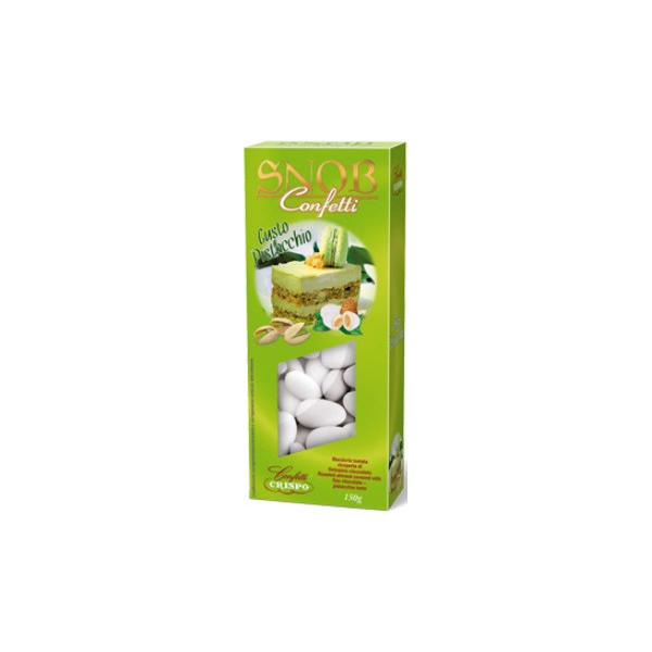 Confetti Snob Pistacchio, bianchi, in confezione da 150 g di Crispo