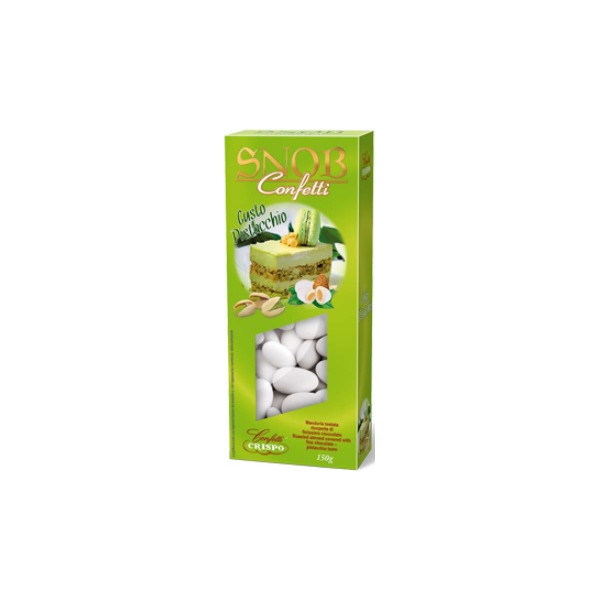 Confetti Snob Pistacchio, bianchi, in confezione da 150 g di Crispo