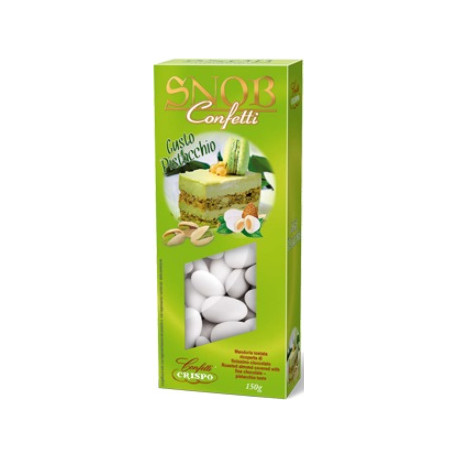 Confetti Snob Pistacchio, bianchi, in confezione da 150 g di Crispo Confetti Snob Pistacchio, bianchi, in confezione da 150 g di Crispo