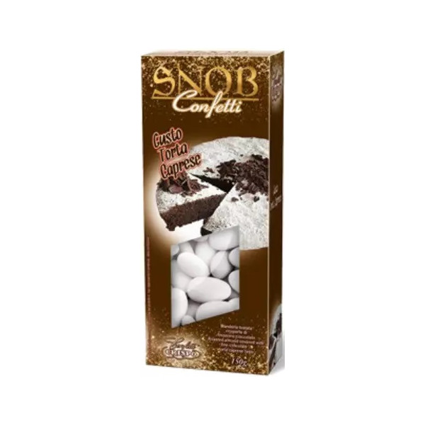 Confetti Snob Torta Caprese Crispo: ciocomandorla bianchi al gusto pasticceria in confezione da 150 g