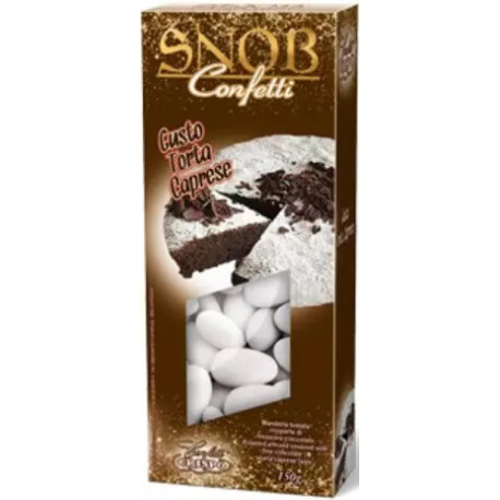 Confetti Snob Torta Caprese Crispo: ciocomandorla bianchi al gusto pasticceria in confezione da 150 g