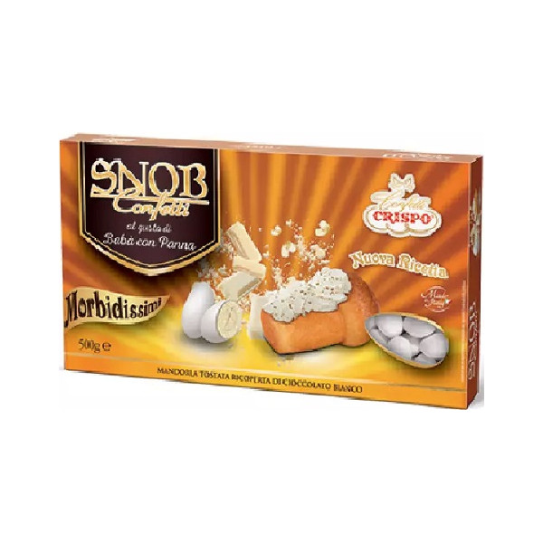 Confetti snob Babà e Panna, ciocomandorla bianchi al gusto crema di pasticceria, da 500 g di Crispo