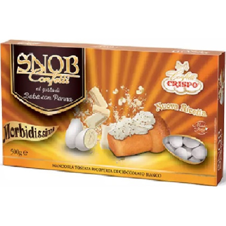 Confetti snob Babà e Panna, ciocomandorla bianchi al gusto crema di pasticceria, da 500 g di Crispo Confetti snob Babà e Panna, ciocomandorla bianchi al gusto crema di pasticceria, da 500 g di Crispo
