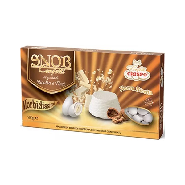 Confetti Snob Ricotta e Noci, ciocomandorla bianchi, in confezione da 500 g di Crispo