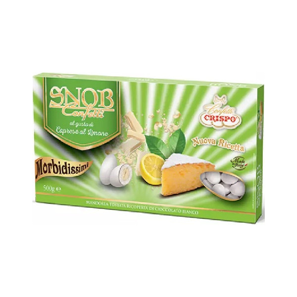 Confetti Snob Caprese al Limone da 500 g, cioco-mandorla bianchi di Crispo