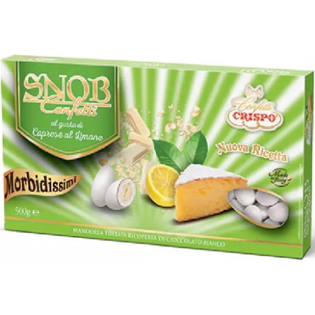 Confetti Snob Caprese al Limone da 500 g, cioco-mandorla bianchi di Crispo Confetti Snob Caprese al Limone da 500 g, cioco-mandorla bianchi di Crispo