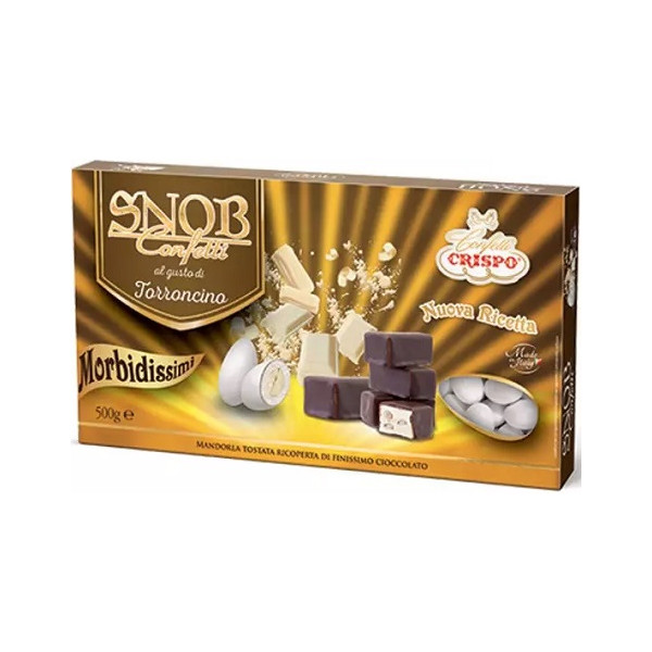 Confetti Snob Torroncino da da 500 g, confetti cioco-mandorla bianchi di Crispo
