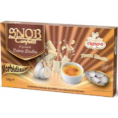 Confetti Snob Creme Brulee da 500 g, confetti bianchi cioco-mandorla di Crispo Confetti Snob Creme Brulee da 500 g, confetti bianchi cioco-mandorla di Crispo