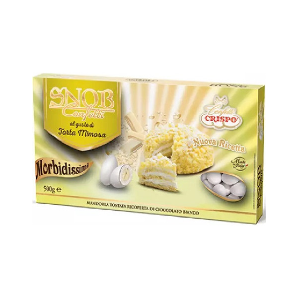 Confetti Snob Torta Mimosa da 500 g, confetti bianchi alla crema di Crispo