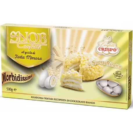 Confetti Snob Torta Mimosa da 500 g, confetti bianchi alla crema di Crispo Confetti Snob Torta Mimosa da 500 g, confetti bianchi alla crema di Crispo