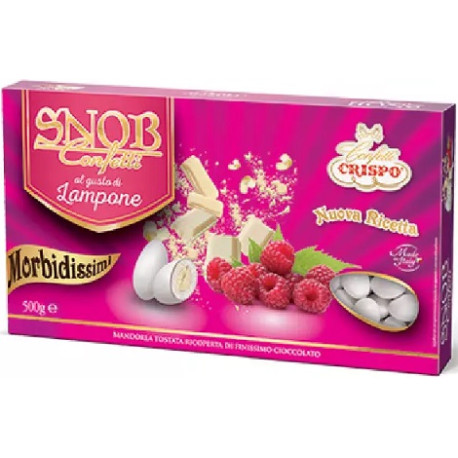Confetti snob Lampone da 500 g, cioco-mandorla bianchi al gusto lampone di Crispo Confetti snob Lampone da 500 g, cioco-mandorla bianchi al gusto lampone di Crispo
