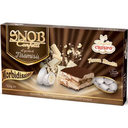 Confetti Snob Tiramisù da 500 g di Crispo, confetti bianchi al gusto pasticceria di crema al tiramisù