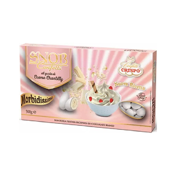 Confetti Snob Crema Chantilly da 500 g di Crispo, confetti bianchi al gusto pasticceria di crema chantilly