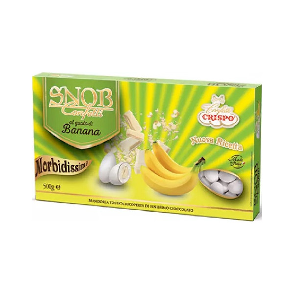 Confetti Snob Banana da 500 g, cioco-mandorla bianchi al gusto frutta banana di Crispo