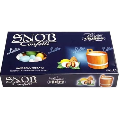 Snob colori assortiti al Latte Crispo 1 Kg: confetti colorati alla mandorla e cioccolato al latte Snob colori assortiti al Latte Crispo 1 Kg: confetti colorati alla mandorla e cioccolato al latte