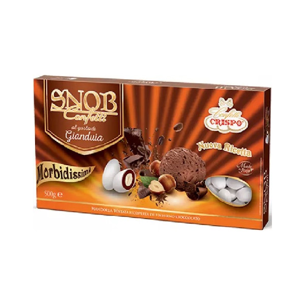 Confetti snob al gianduia da 500 g, cioco-mandorla bianchi di Crispo