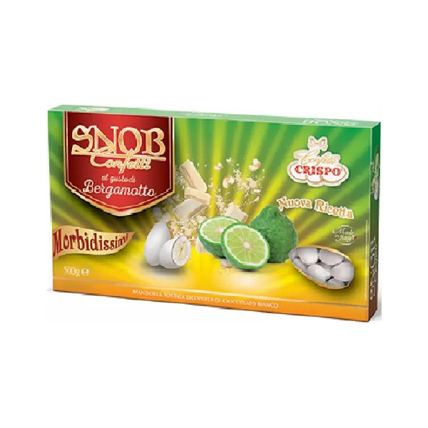 Confetti Snob Bergamotto da 500 g, cioco-mandorla bianchi al gusto frutta bergamotto di Crispo