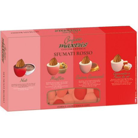 Maxtris Sfumati Rosso, cioco-mandorla, confetti rossi sfumati in confezione da 1 Kg Maxtris Sfumati Rosso, cioco-mandorla, confetti rossi sfumati in confezione da 1 Kg