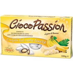 Ciocopassion banana da 1 Kg di Crispo: confetti bianchi gusto frutta banana ideali per confettata