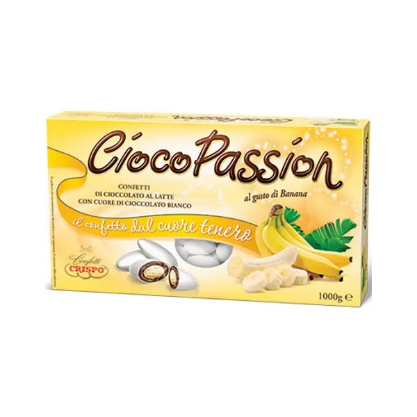 Ciocopassion banana da 1 Kg di Crispo: confetti bianchi gusto frutta banana ideali per confettata