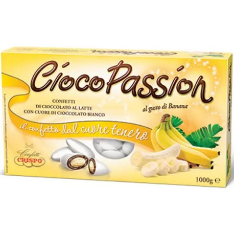 Ciocopassion banana da 1 Kg di Crispo: confetti bianchi gusto frutta banana ideali per confettata Ciocopassion banana da 1 Kg di Crispo: confetti bianchi gusto frutta banana ideali per confettata