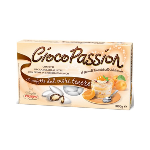 Ciocopassion tiramisù alle albicocche: confetti bianchi in confezione da 1 Kg di Crispo