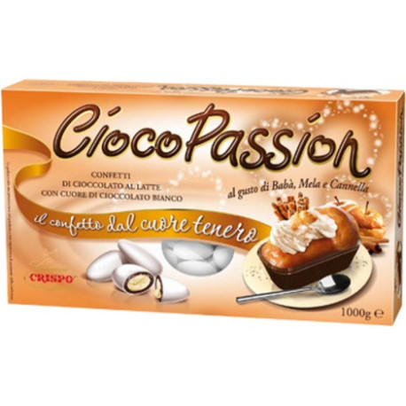Ciocopassion babà mela e Cannella 1 Kg di Crispo: confetti bianchi doppio cioccolato gusto crema pasticceria