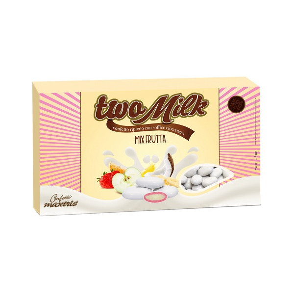 Confetti Two Milk Mix Frutta, confetti bianchi doppio cioccolato da 1 kg di Maxtris