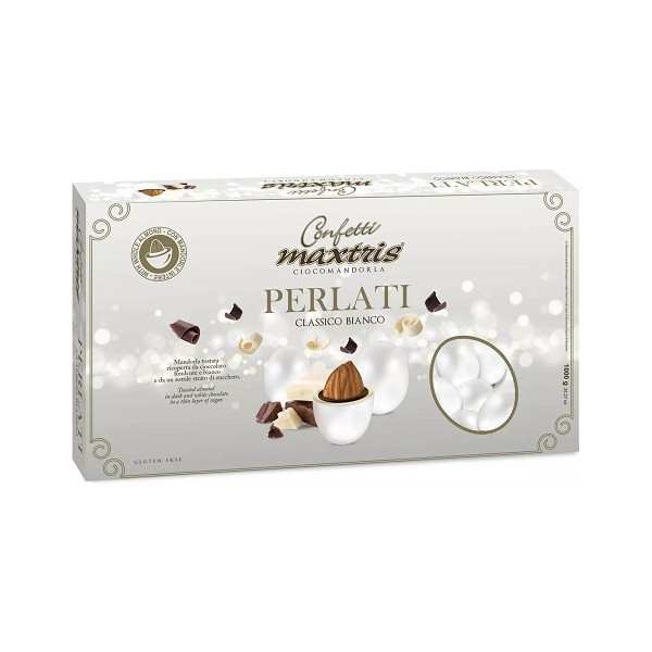 Confetti Maxtris Perlati Bianchi da 500 g, confetti perlati bianchi ciocomandorla Maxtris