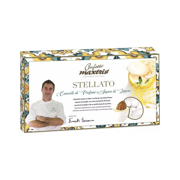 Maxtris Stellato Profumi e Sapori di Limoni, confetti bianchi con mandorla salata da 1 Kg