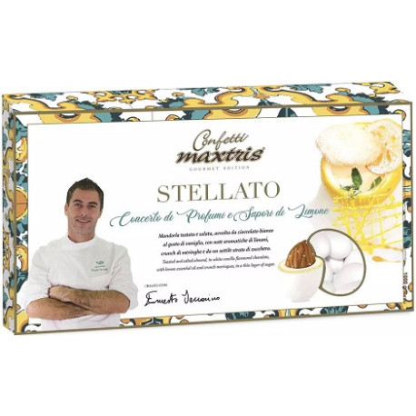 Maxtris Stellato Profumi e Sapori di Limoni, confetti bianchi con mandorla salata da 1 Kg